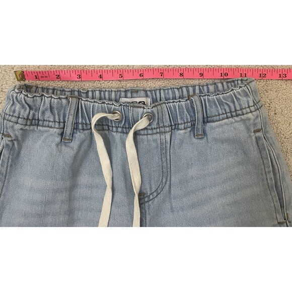 RSQ Size Large Wide Leg Jeans Frayed Hem Drawstring Waist Pull On Skater Boho - Picture 6 of 9